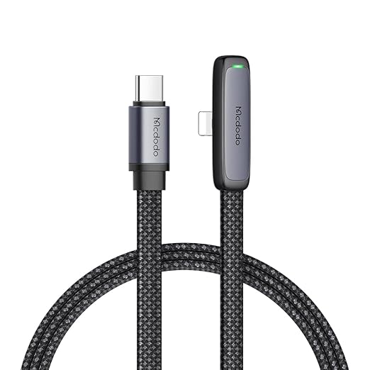 mcdodo 4FT USB to Lightning Cable 90 Degree Right Angle USB-A to Lightning Charging Cable with LED Indicator Light Compatible with iPhone 14 13 12 11/Pro/ProMax/Plus iPad AirPods iTouch