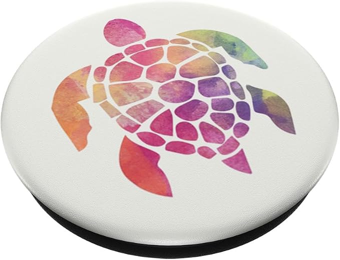 Super Cute Sea Turtle Watercolor Pattern Design on White PopSockets Adhesive PopGrip
