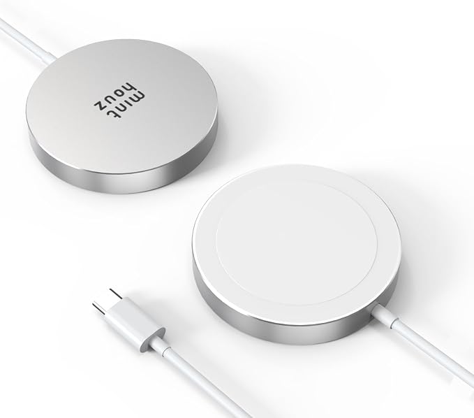 Minthouz 15W Fast Magnetic Wireless Charger Mag Safe Charging Pad Compatible with iPhone 17 Pro Max/17 Pro/17 iPhone 16/15/14/13/12 Series AirPods Qi-Enabled Devices (Black)