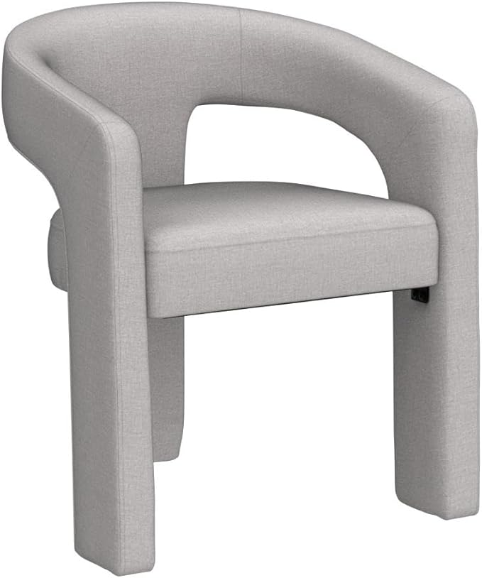 Modern Chenille Barrel Dining Chair Upholstered Fabric Dining Room Chair with Arm Comfy Accent Side Chair for Kitchen/Living Room/Reception, Grey, 1 PC