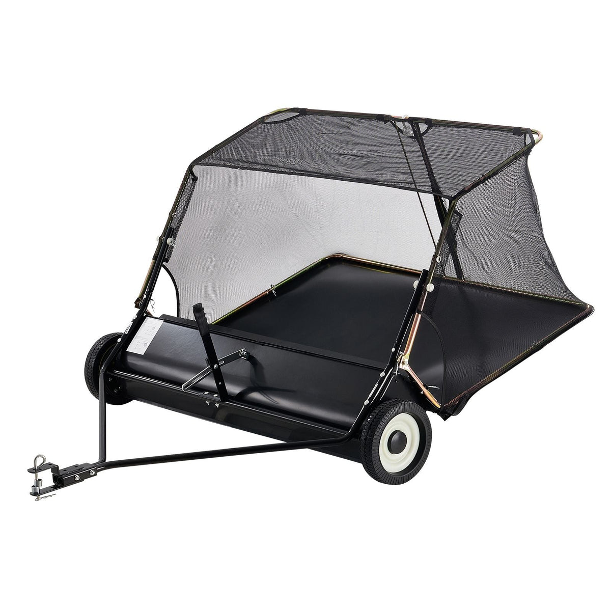 52-inch Lawn Sweeper Tow Behind, 26 cu.ft. Large Pull Behind Grass Sweeper, Heavy Duty Leaf & Grass Collector with Dumping Rope Design, Adjustable Sweeping Height for Picking Up Debris & Grass