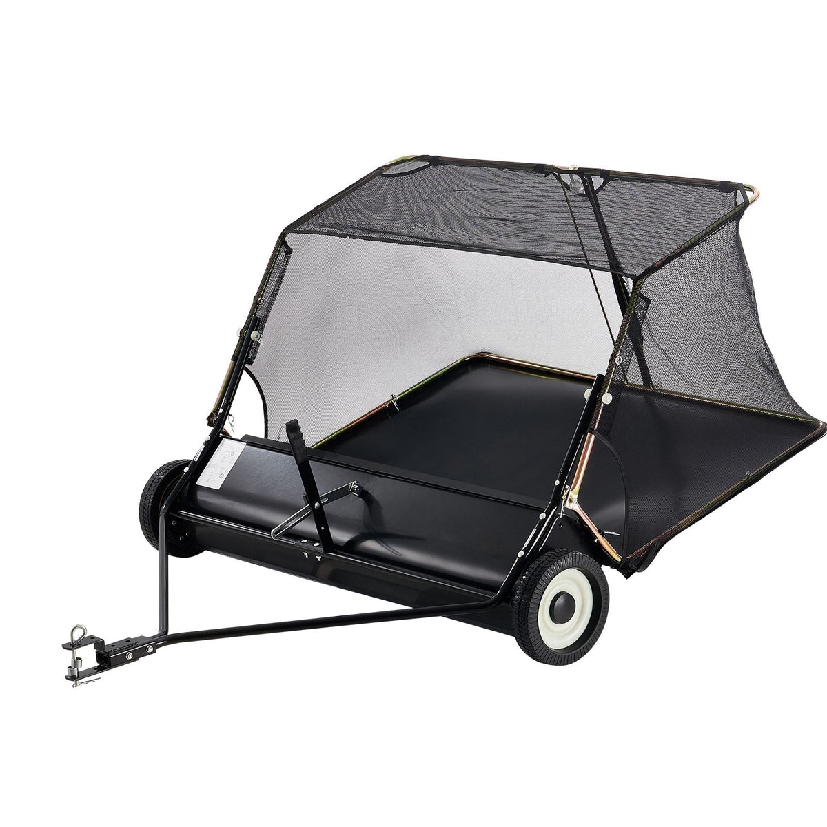 52-inch Lawn Sweeper Tow Behind, 26 cu.ft. Large Pull Behind Grass Sweeper, Heavy Duty Leaf & Grass Collector with Dumping Rope Design, Adjustable Sweeping Height for Picking Up Debris & Grass