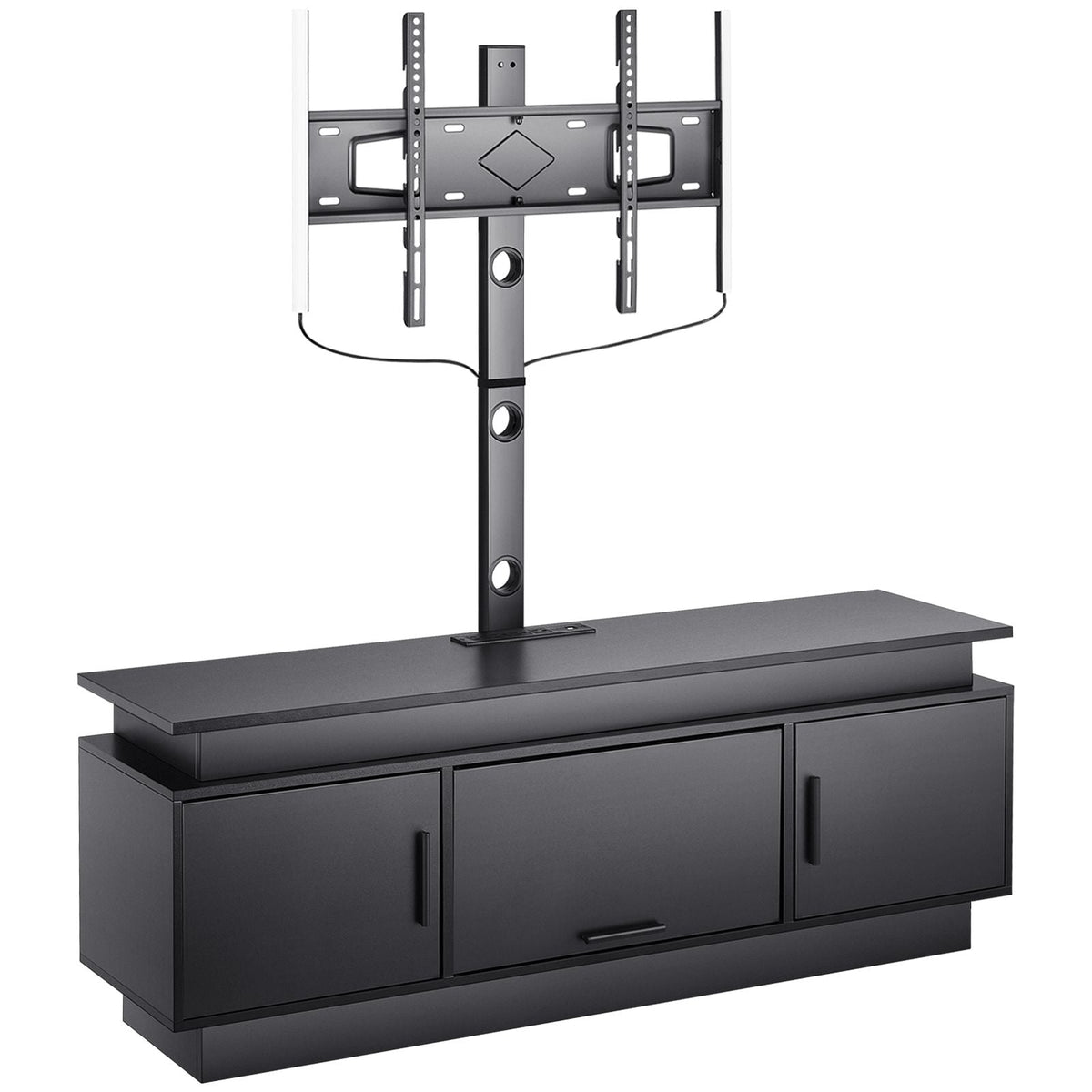 52" TV Stand with Mount for up to 75 in TVs, Entertainment Center with Power Outlet & LED Lights, Height Adjustable TV Console with Mount with 3 Tiers Storage Cabinets for Bedroom, Living Room