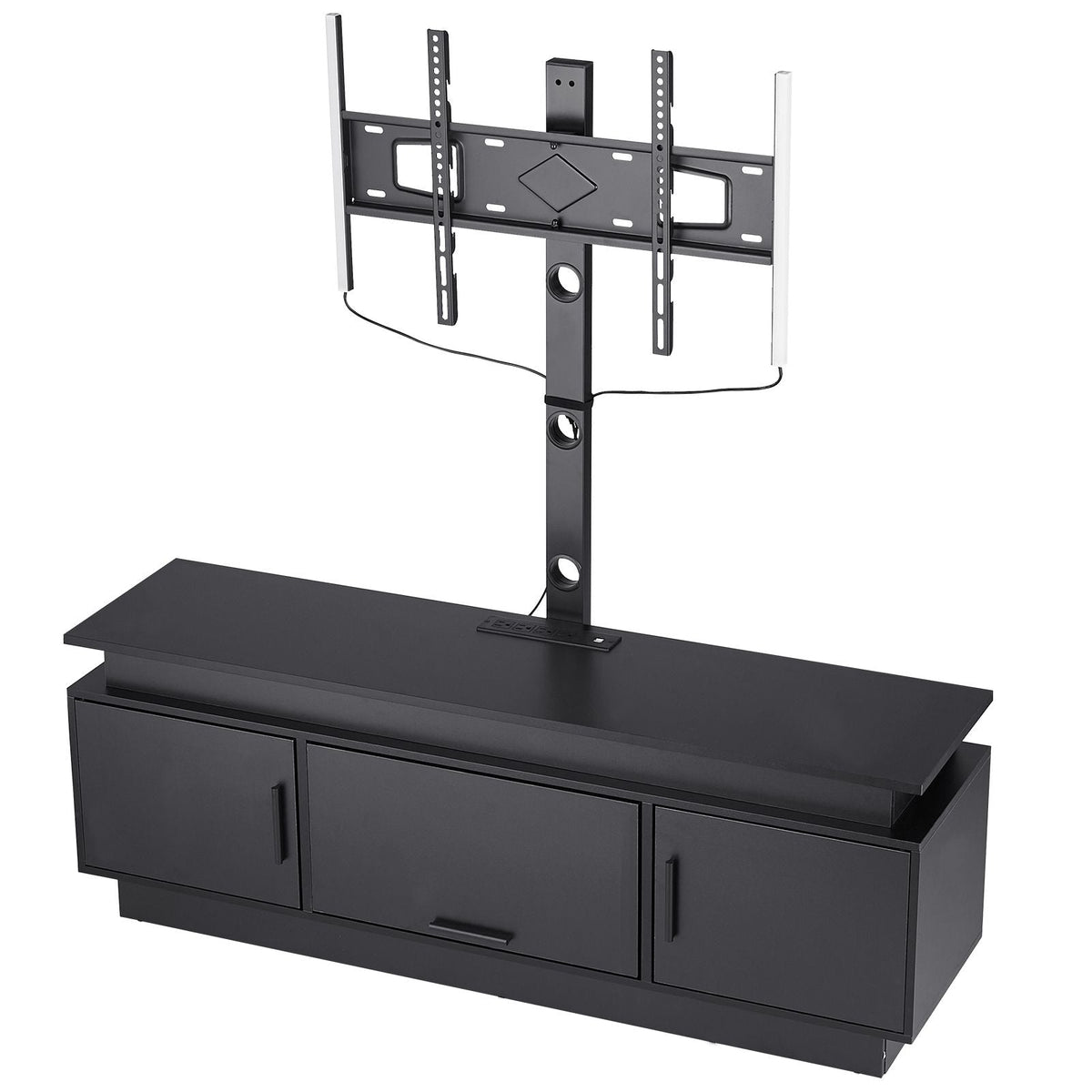 52" TV Stand with Mount for up to 75 in TVs, Entertainment Center with Power Outlet & LED Lights, Height Adjustable TV Console with Mount with 3 Tiers Storage Cabinets for Bedroom, Living Room