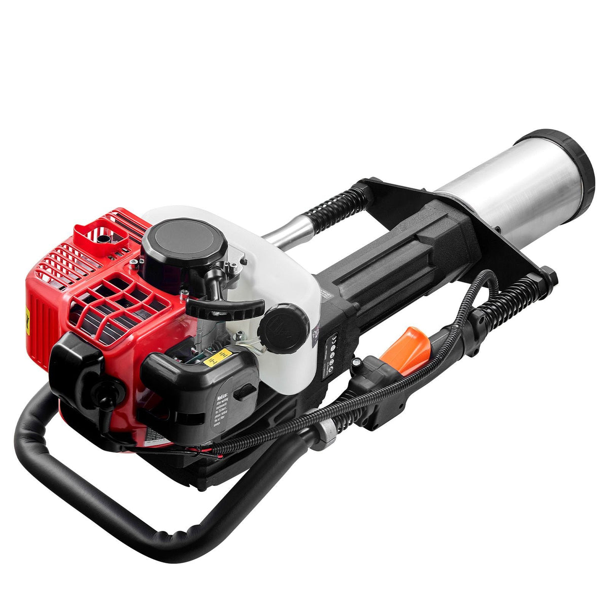 52cc Gas-Powered T Post Driver, 2-Stroke Engine Gasoline Fence Piling Pounder, 1300W Portable Piledriver with 3 Post Driving Head(49/69/100 mm) , For Farm, Ranch Fencing, Road Improvements