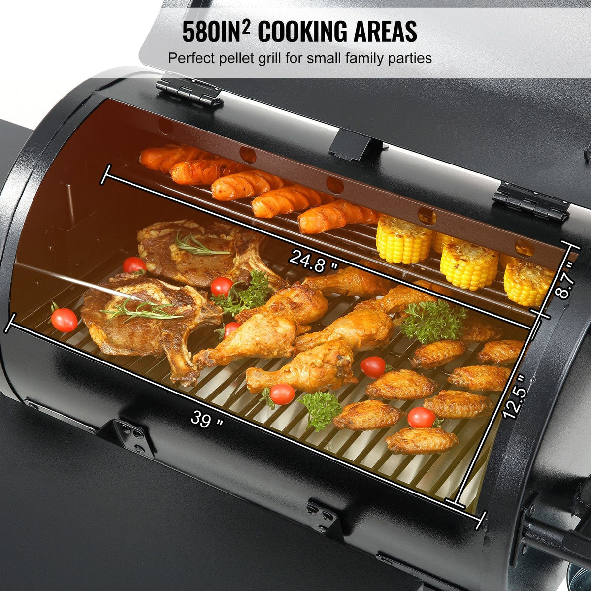 53 inch Portable Charcoal Grill, Propane Gas Grills with Cover and Cart, Heavy Duty Iron BBQ Grill, Mini Tabletop Smoker for Outdoor Cooking, Barbecue Camping, Picnic, Patio, and Backyard, Black