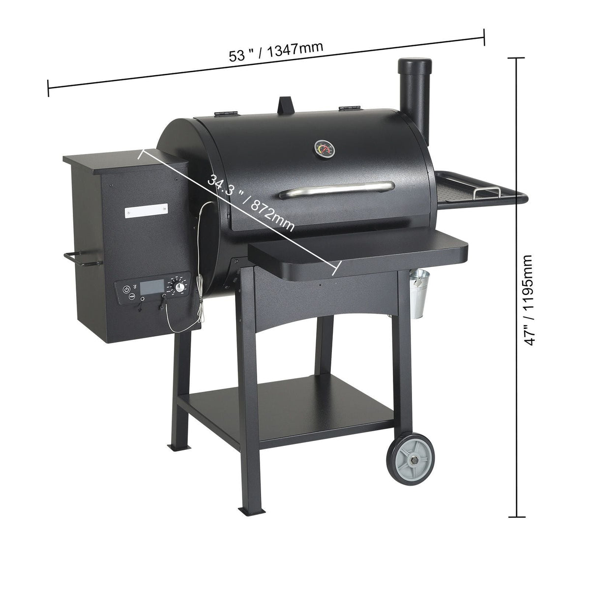 53 inch Portable Charcoal Grill, Propane Gas Grills with Cover and Cart, Heavy Duty Iron BBQ Grill, Mini Tabletop Smoker for Outdoor Cooking, Barbecue Camping, Picnic, Patio, and Backyard, Black