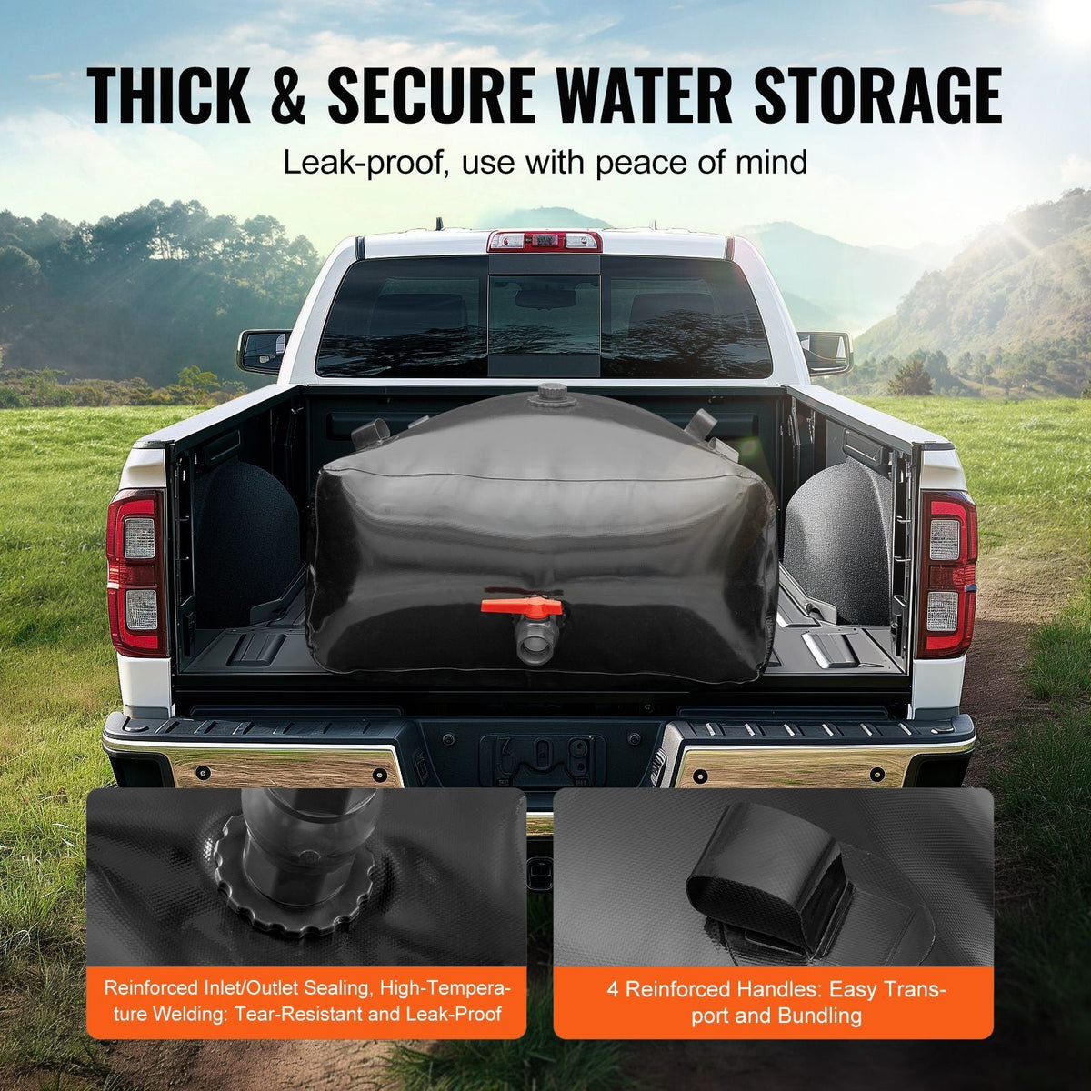 540L/142.7 Gallon Water Storage Bladder, RV Water Tank, 1000D PVC Collapsible Water Storage Containers, Large Capacity Soft Water Bag, Portable Water Bladder, Fire Prevention, Camping, Emergency