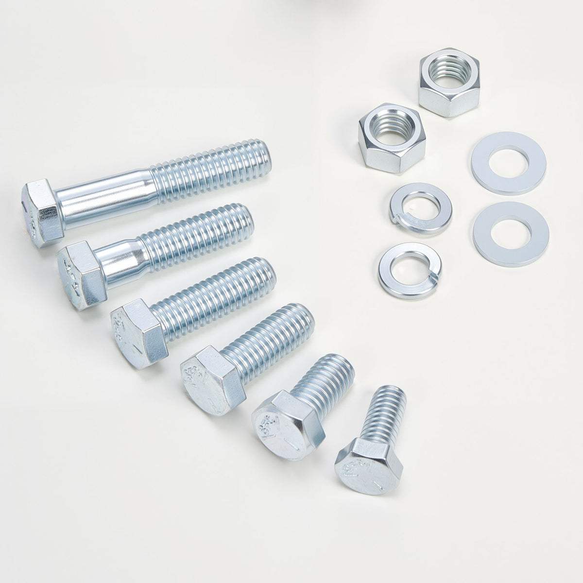 566 Pcs Bolts and Nuts Assortment Kit, Imperial Machine Screws and Flat Washers, Alloy Steel 1/4-20,5/16-18,3/8-16, for Furniture /Equipment/Vehicle Assembly, Galvanized White