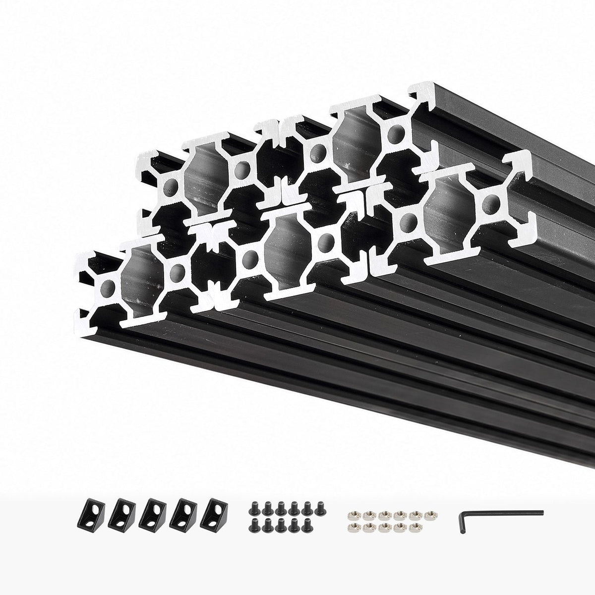 5PCS 2040 Aluminum Extrusion Profile, 78.74 Inch 2000 mm, V Slot European Standard Anodized Linear Rail, High-Strength Extruded Aluminum Rail, for 3D Printer Parts and CNC DIY Workbench, Black