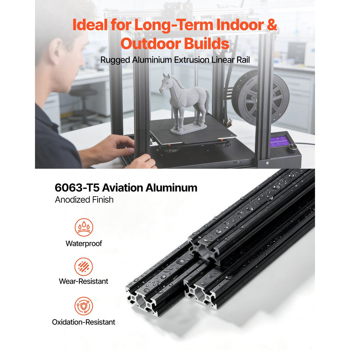 5PCS 2040 Aluminum Extrusion Profile, 78.74 Inch 2000 mm, V Slot European Standard Anodized Linear Rail, High-Strength Extruded Aluminum Rail, for 3D Printer Parts and CNC DIY Workbench, Black