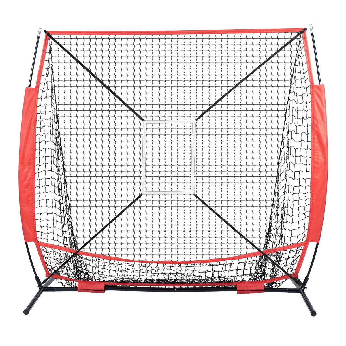 5x5 ft Baseball Softball Practice Net, Portable Baseball Training Net for Hitting Batting Catching Pitching, Backstop Baseball Equipment with Bow Frame, Carry Bag, Strike Zone, Ball, Batting Tee