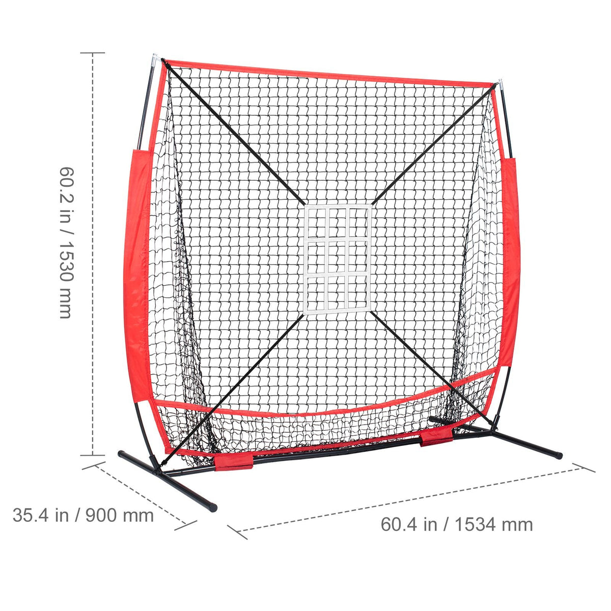 5x5 ft Baseball Softball Practice Net, Portable Baseball Training Net for Hitting Batting Catching Pitching, Backstop Baseball Equipment with Bow Frame, Carry Bag, Strike Zone, Ball, Batting Tee