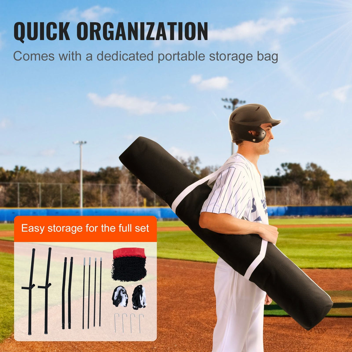 5x5 ft Baseball Softball Practice Net, Portable Baseball Training Net for Hitting Batting Catching Pitching, Backstop Baseball Equipment with Bow Frame, Carry Bag, Strike Zone, Ball, Batting Tee