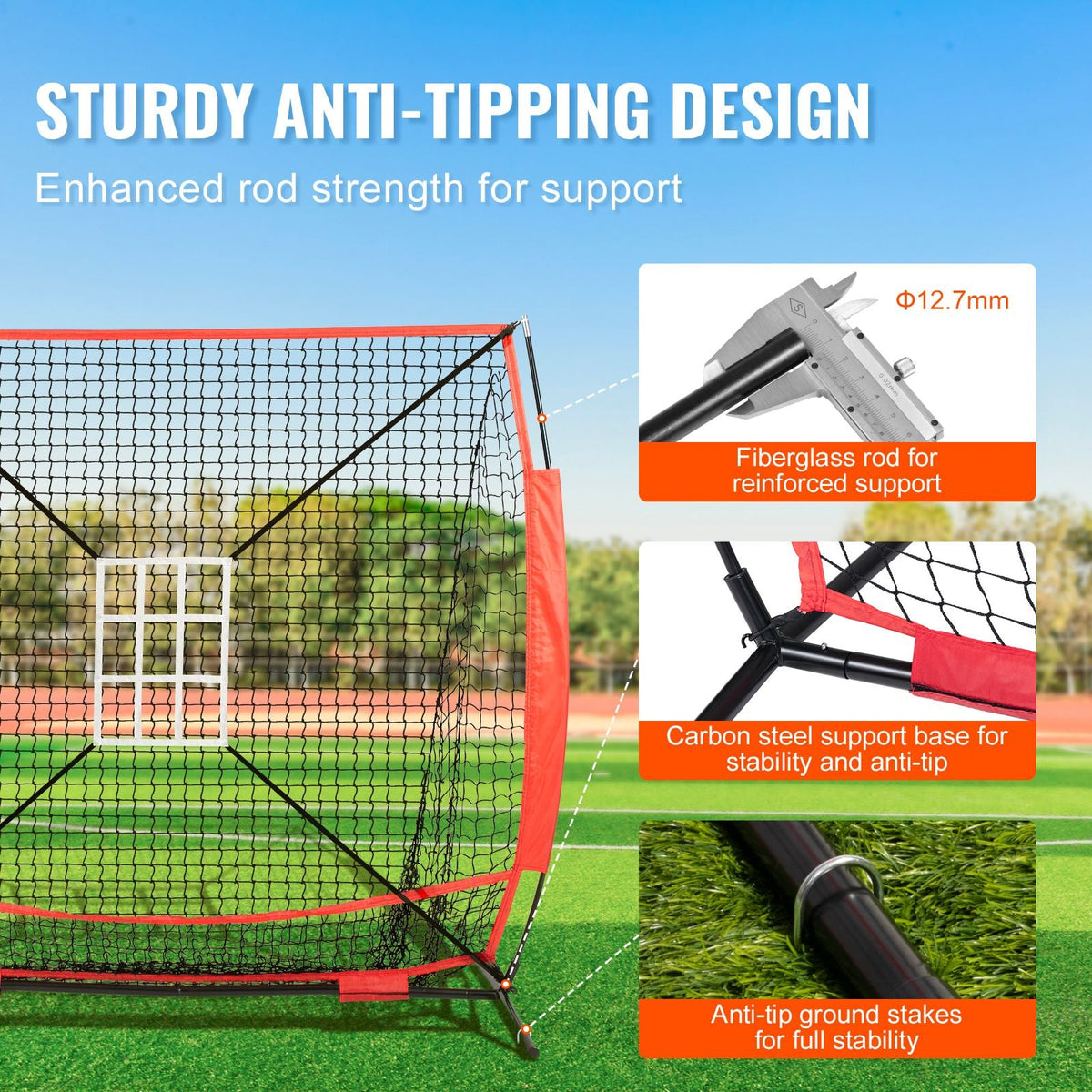 5x5 ft Baseball Softball Practice Net, Portable Baseball Training Net for Hitting Batting Catching Pitching, Backstop Baseball Equipment with Bow Frame, Carry Bag, Strike Zone, Ball, Batting Tee