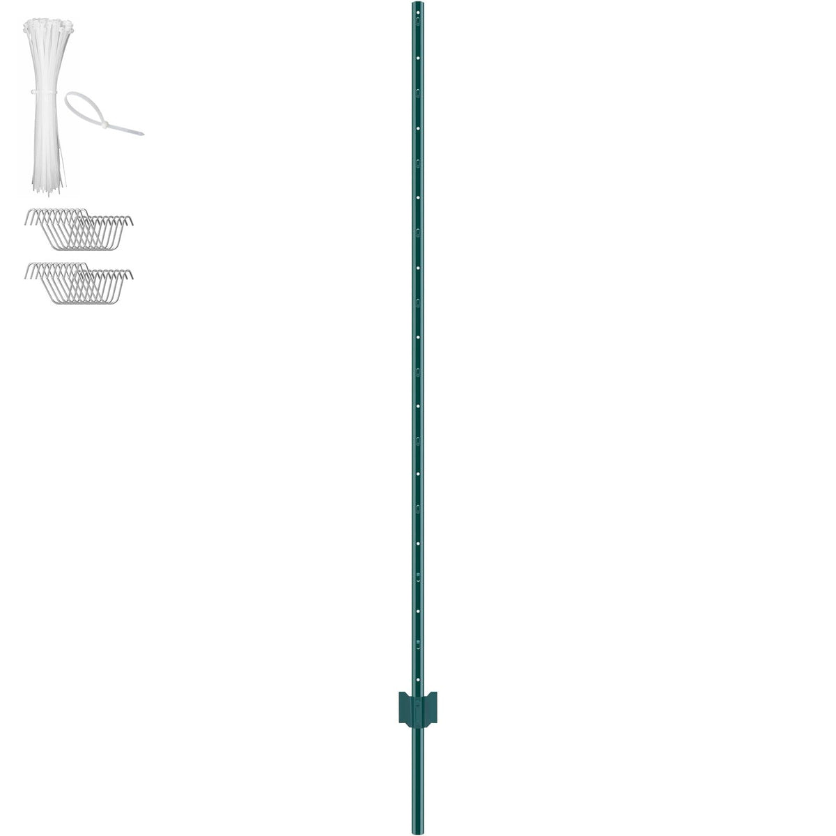 6 Feet Fence Post, 6 Pack U-Channel Heavy Duty Metal Fence Posts, Sturdy Steel Fence Stakes for Garden Yard, Lawn, Farms and Outdoor Wire Fencing, Green