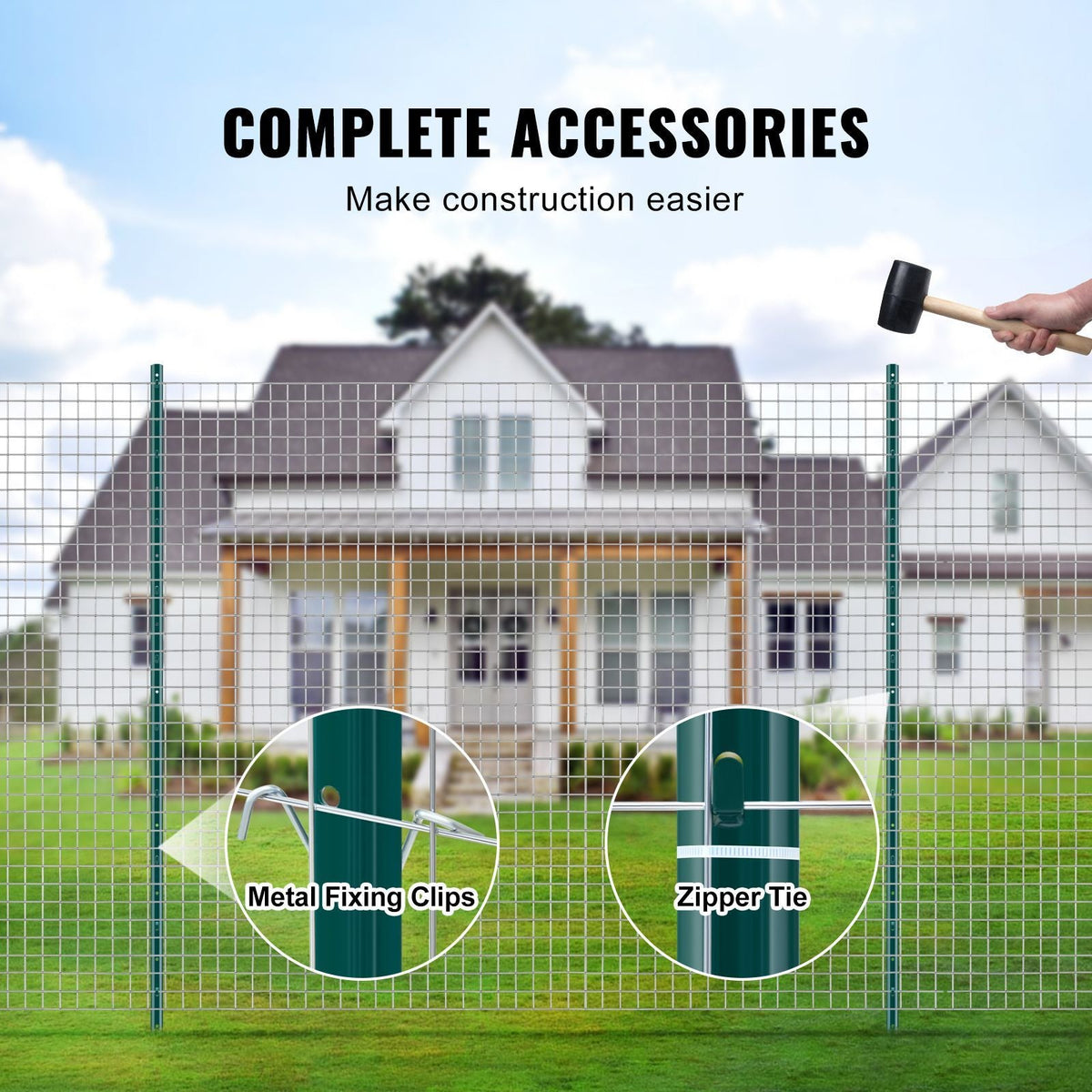 6 Feet Fence Post, 6 Pack U-Channel Heavy Duty Metal Fence Posts, Sturdy Steel Fence Stakes for Garden Yard, Lawn, Farms and Outdoor Wire Fencing, Green
