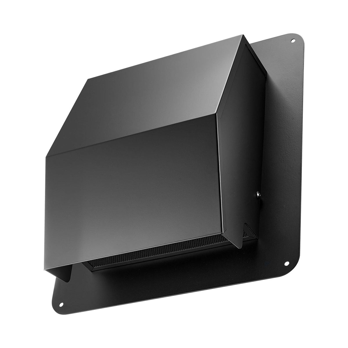 6 inch Hooded Wall Vent Cover, Square AC Vent Gable Cover, Premium SPCC Steel & with Built-in a Protection Screen, for Roofs,Walls,Outside Duct Exhaust Outlets (1 Pack, Black)