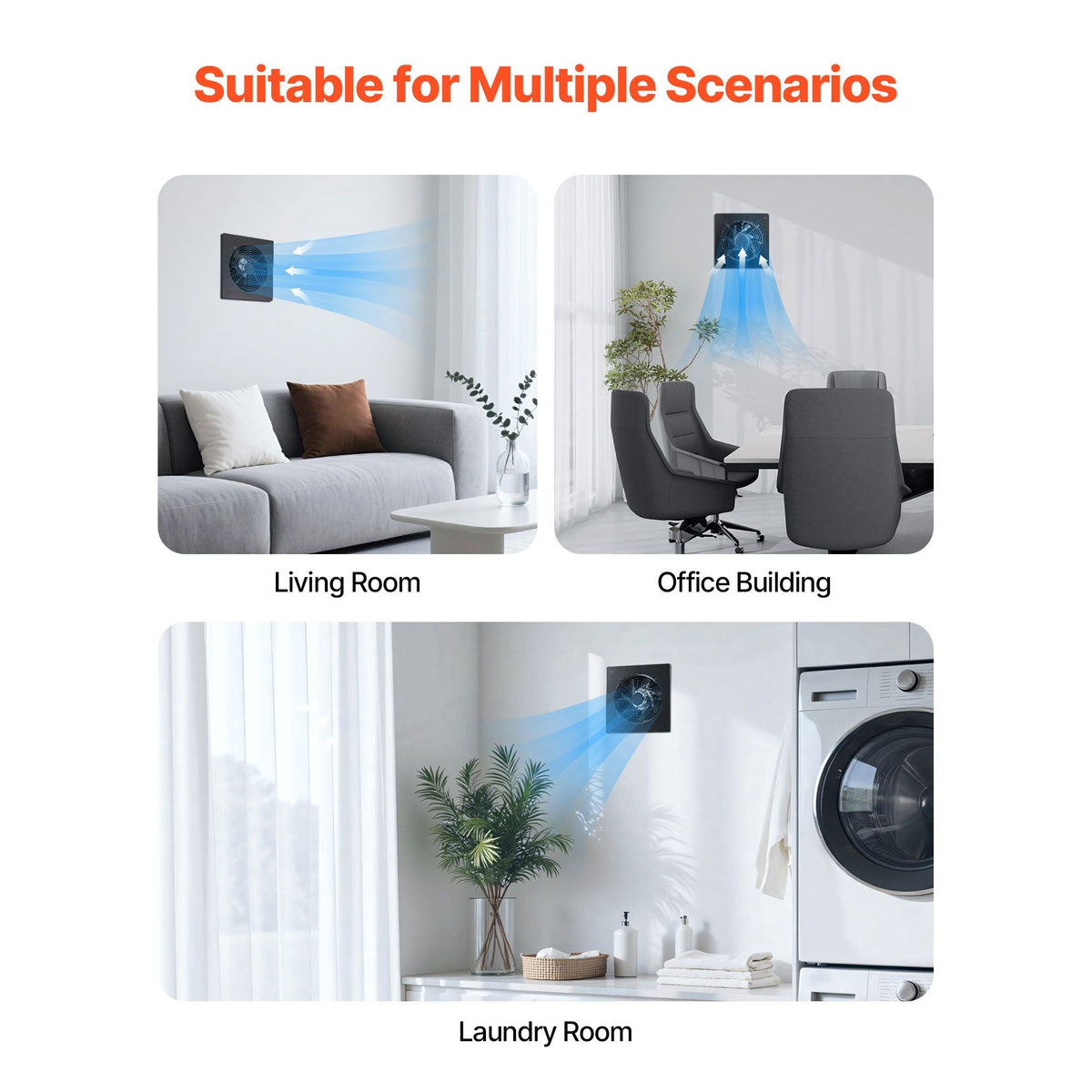 6 inch Through-The-Wall Ventilation Fan, 205 CFM Through Wall Exhaust Fan with AC Motor, Quiet Vent Easy Installation for Bathroom,Garage,Laundry Room,Storage Room Air Exchanger