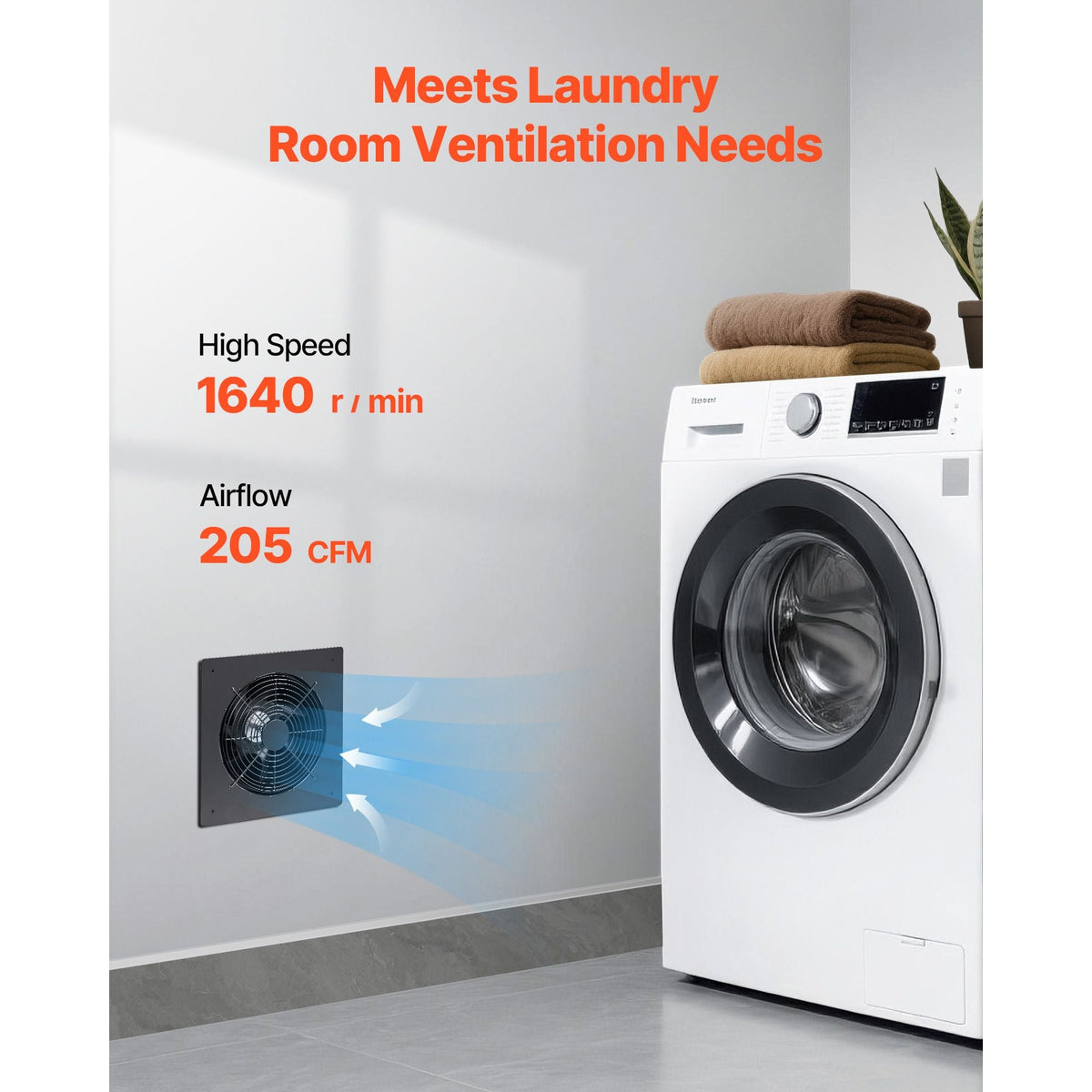 6 inch Through-The-Wall Ventilation Fan, 205 CFM Through Wall Exhaust Fan with AC Motor, Quiet Vent Easy Installation for Bathroom,Garage,Laundry Room,Storage Room Air Exchanger