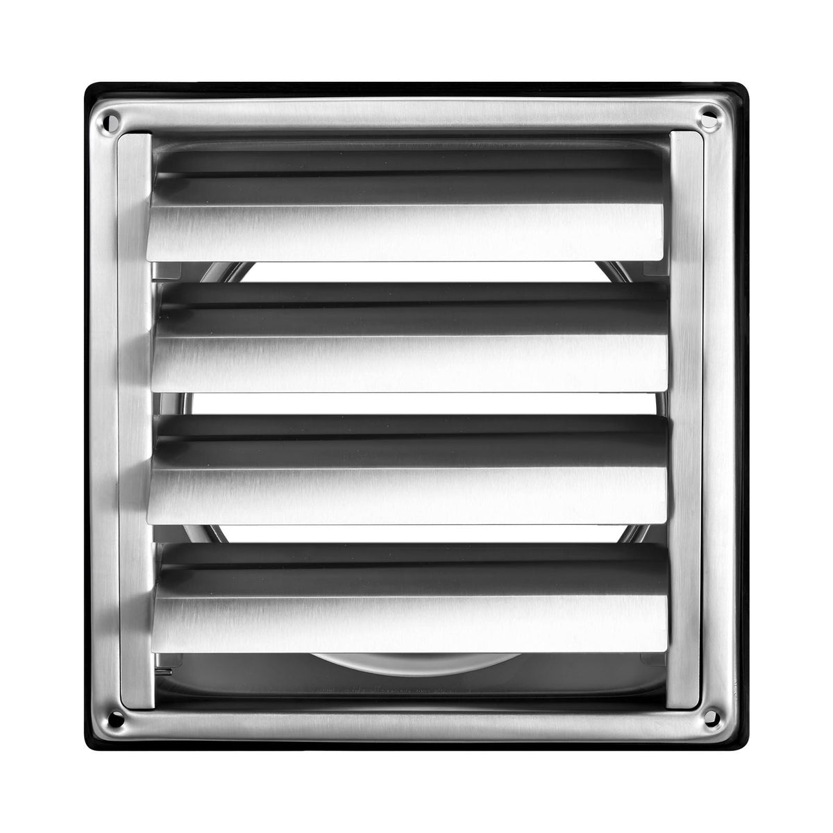 6 inch Wall Vent Cover, Louvered Square AC Vent Gable Cover, Premium Stainless Steel & with Noise Reducing Rubber Gasket, for House,Bathroom,Garage,Kitchen,Basement (1 Pack, Silver)