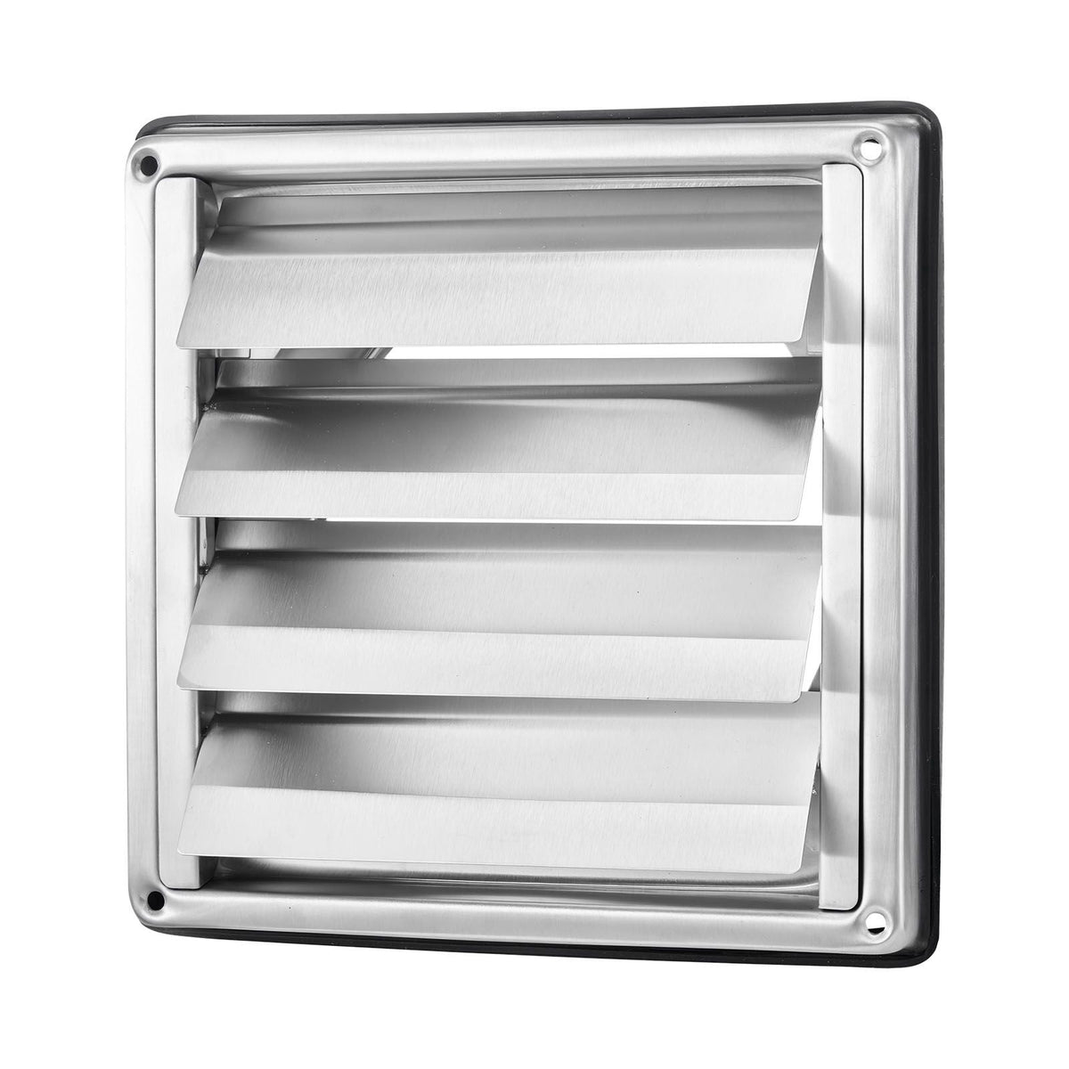 6 inch Wall Vent Cover, Louvered Square AC Vent Gable Cover, Premium Stainless Steel & with Noise Reducing Rubber Gasket, for House,Bathroom,Garage,Kitchen,Basement (1 Pack, Silver)