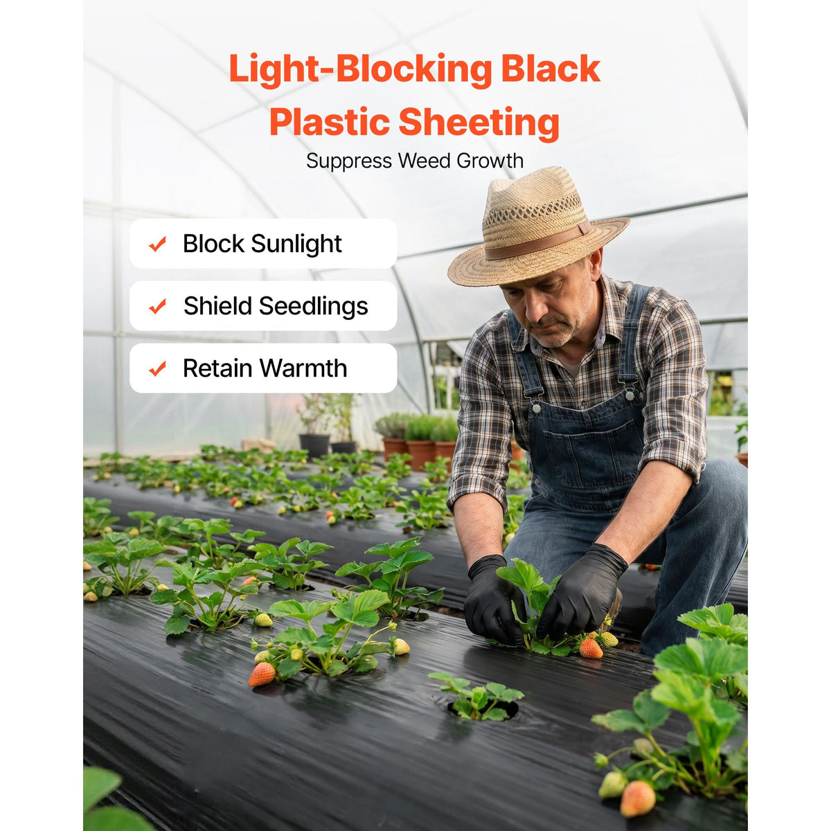 6 Mil Plastic Sheeting 20' x 100' Black Heavy Duty Polyethylene Roll, Thick Plastic Roll for Garden, Drop Cloth Painters Tarp, Polyethylene Covering for Crawl Space Vapor Barrier, Weed Control