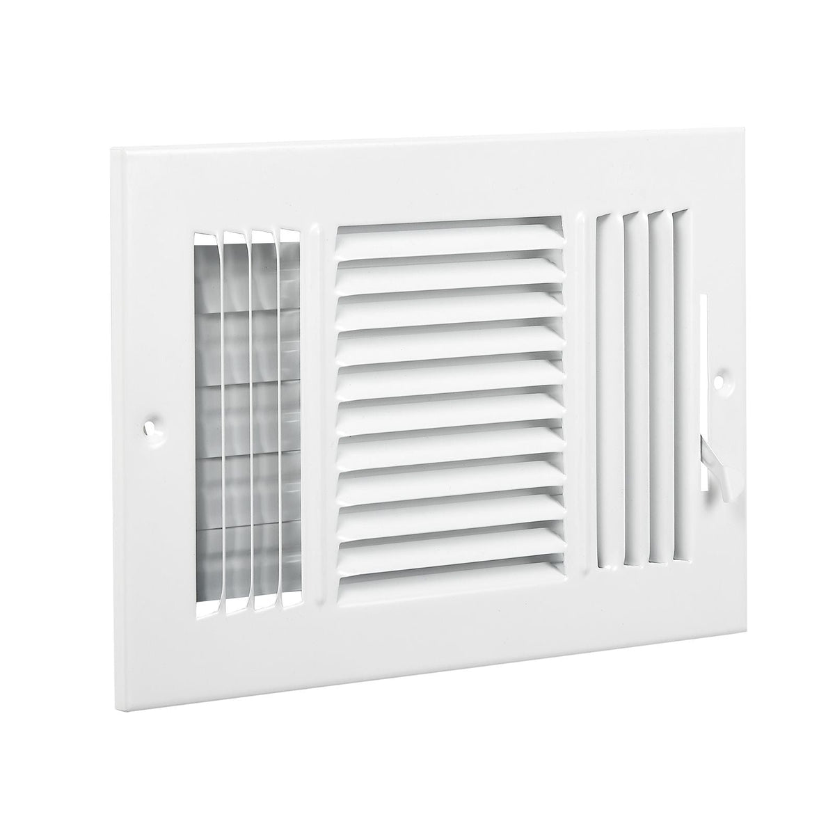 6 x 10 Inch Floor Registers, 6-Pack Floor Vents, HVAC 3-Direction Iron Vent Grilles for Home/Office Wall & Ceiling, Rustproof Anti-Peeling Air Vents Deflector Adjustable with Metal Damper, White