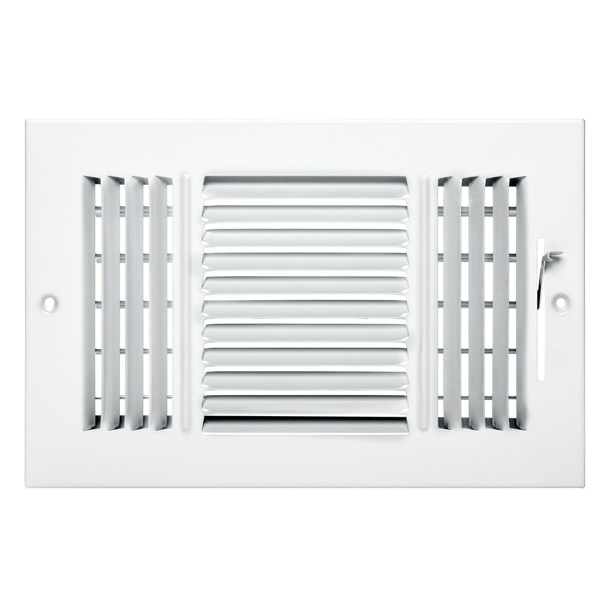 6 x 10 Inch Floor Registers, 6-Pack Floor Vents, HVAC 3-Direction Iron Vent Grilles for Home/Office Wall & Ceiling, Rustproof Anti-Peeling Air Vents Deflector Adjustable with Metal Damper, White