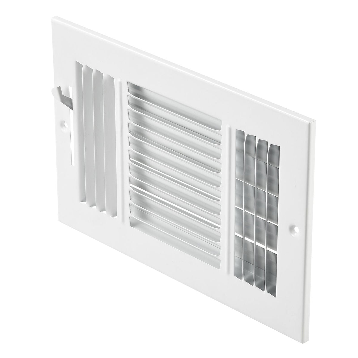 6 x 10 Inch Floor Registers, 6-Pack Floor Vents, HVAC 3-Direction Iron Vent Grilles for Home/Office Wall & Ceiling, Rustproof Anti-Peeling Air Vents Deflector Adjustable with Metal Damper, White