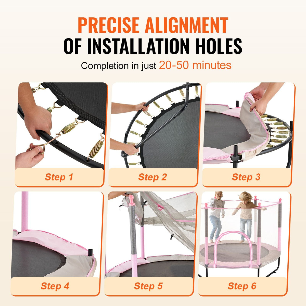 60" Kids Trampoline, 5FT Indoor Outdoor Trampoline, Mini Toddler Recreational Trampolinewith Safety Enclosure Net and Basketball Hoop, Birthday Gifts Christmas Toys for 3+ Years Children, Pink