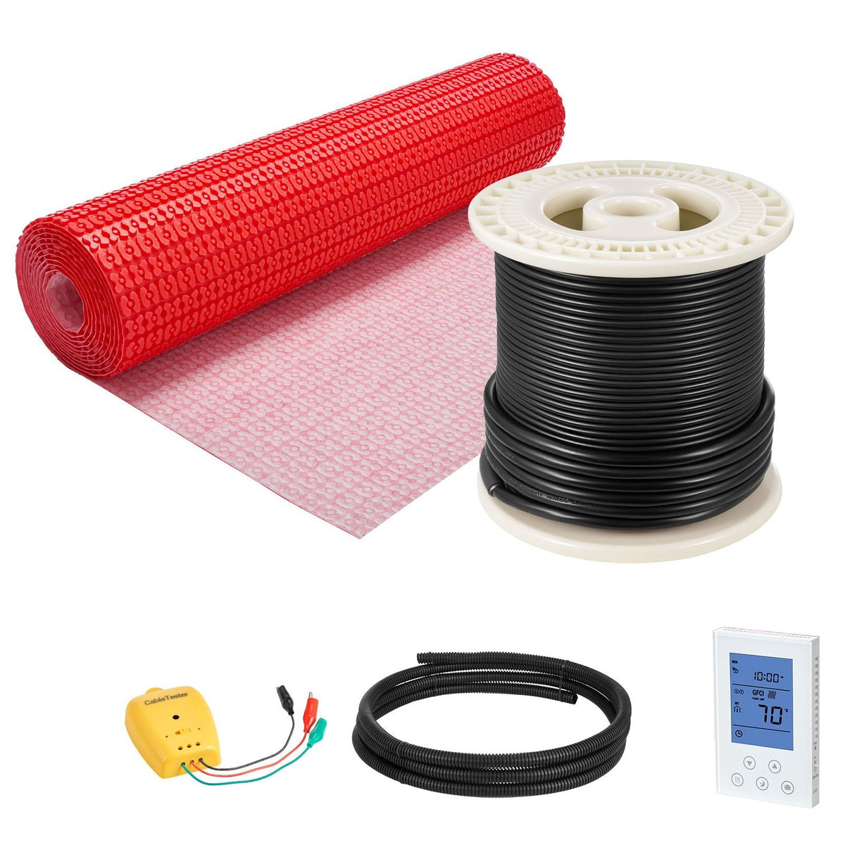 60 sqft Floor Heating Mat System, 120V Electric Radiant Heated Floor System, with Decoupling Membrane & Smart Control Thermostat & Alarm, Easy Installation for Tile, Stone, Vinyl
