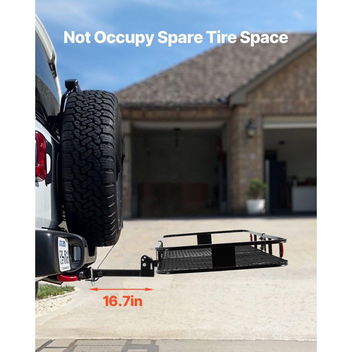 60" x 24" x 6", Hitch Cargo Carrier, 500 lbs Capacity Hitch Cargo Carrier with Nighttime Reflective Reminder, Folding Hitch Mount Cargo Carrier with Hitch Stabilizer, Fit for SUVs
