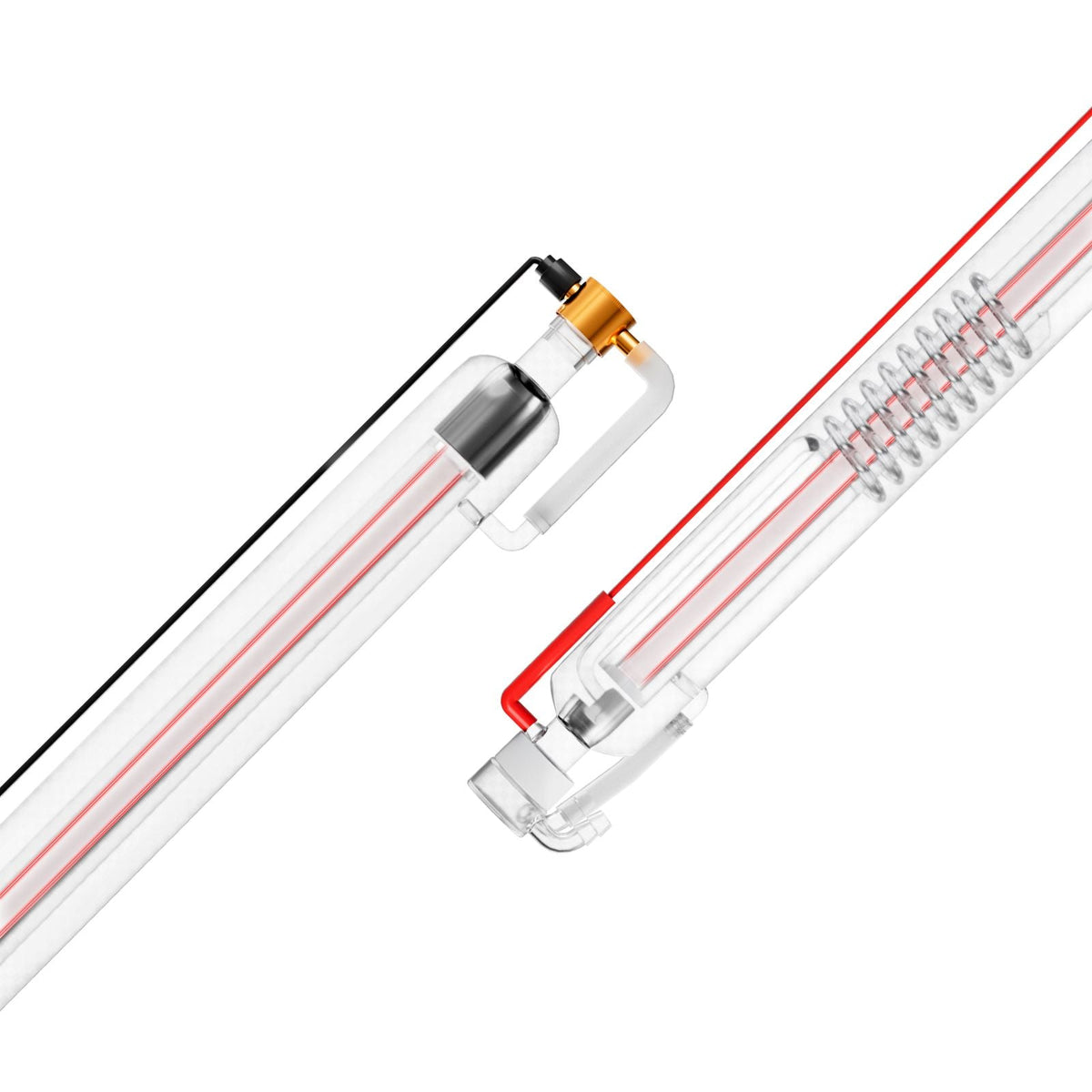 60W CO2 Laser Tube, 49.2 in (1250 mm) Length, 2 in (55 mm) Dia Borosilicate Glass Laser Cutter Tube with Metal Head, 5000-6000hr Wires Preconnected for Laser Engraver Engraving Cutting Machine