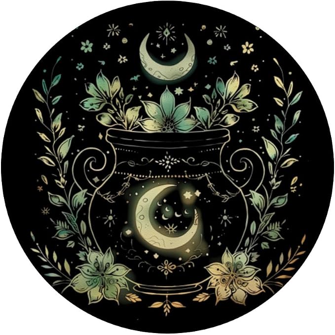 Vintage Witchy Wicca Witch Cauldron Crescent Moon Witchcraft PopSockets PopGrip for MagSafe