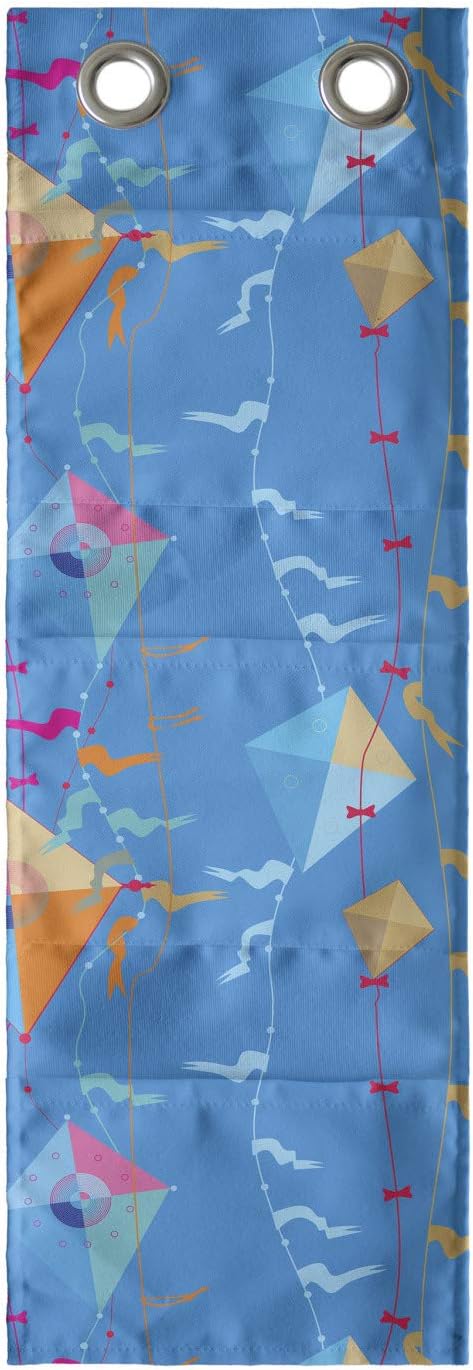 Ambesonne Kites Hanging Pocket Organizer, Vibrant Flying Kite on Cables with Flags Happy Joyful Summer Activity Illustration, Printed Polyester Storage Bag with Pockets, 9" x 27", Multicolor