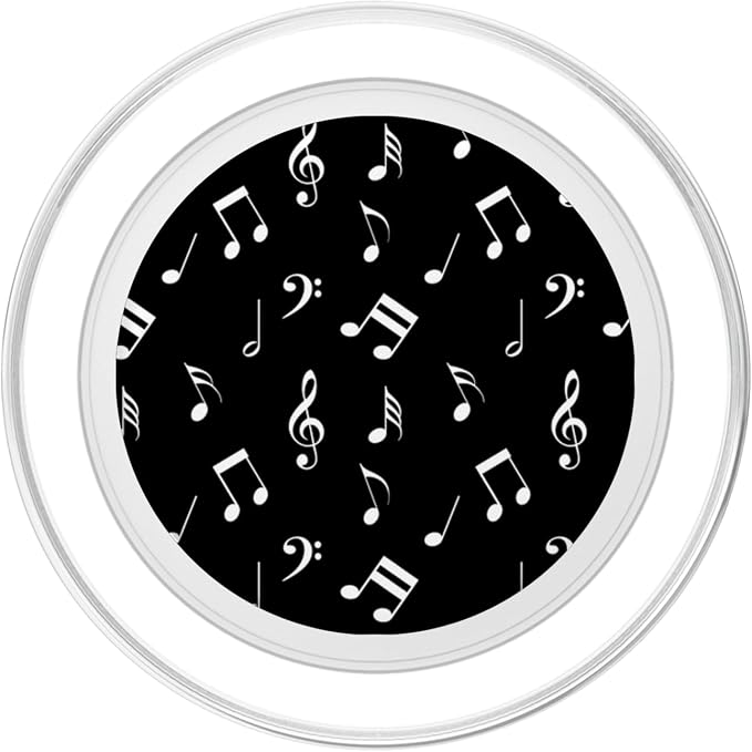 Music Notes White Black Background Musical Instrument PopSockets Adhesive PopGrip