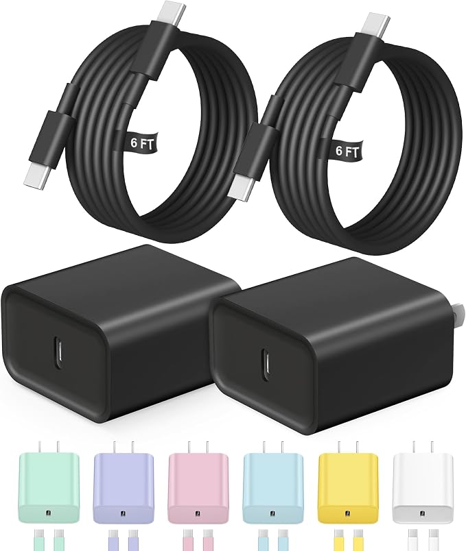 iPhone 17 16 Charger Fast Charging Extra Long 10FT USB C Charger(Black) | for iPhonesiPadsTabletsAndroid devices[ETL SAFETY CERTIFIED] 20W Type C Charger Block with Fast Charging USB C Cables