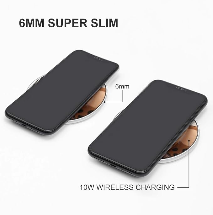 Brown Leopard Wireless Charger Portable Fast Charging Pad Lightweight Wireless Charging Pad 10W Slim Charging Station for Phone Charger Mat for Travel Home Office Desk