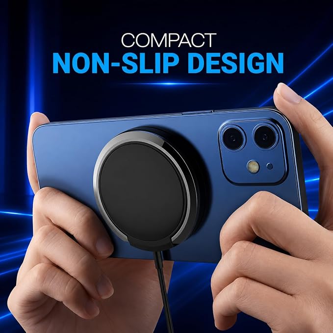 15W Magnetic Wireless Charger with Detachable USB-C Cables &amp USB-A Adapter | Fast Charging Pad with Foldable Stand Support Advanced Cooling Flat MagSafe Fast Charger for iPhone Android &amp Track