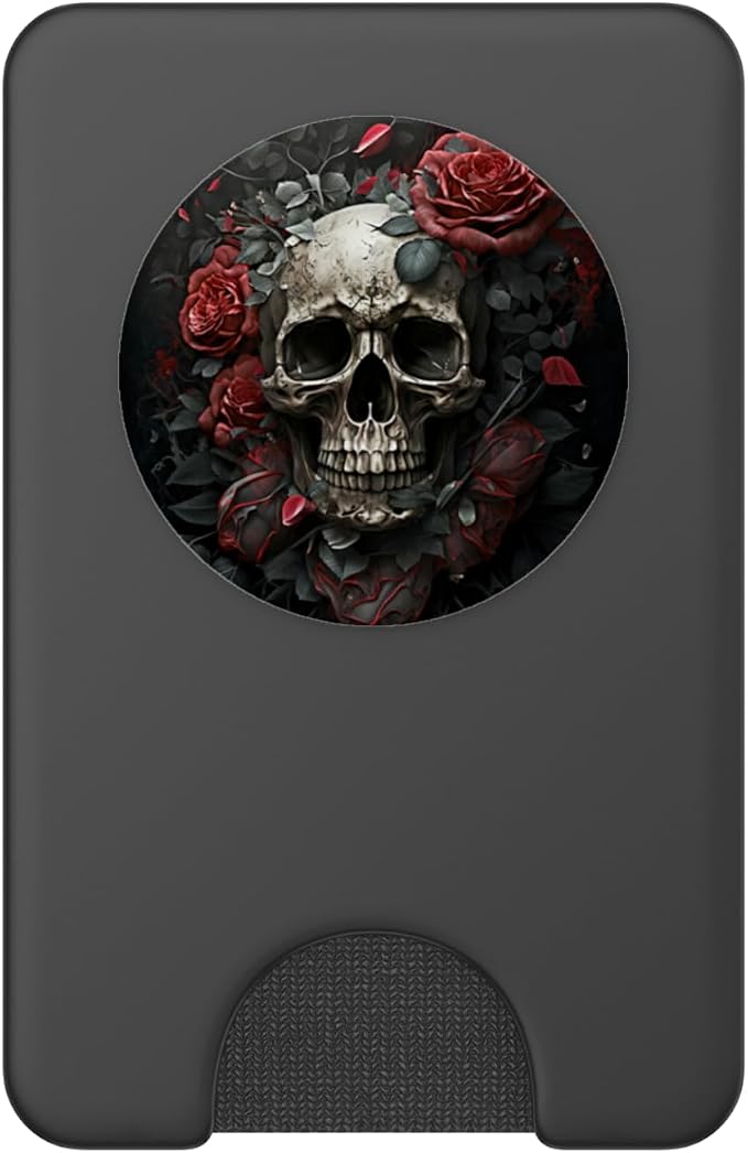 Skull Floral Wild Roses Pattern Flowers Skull PopSockets Adhesive PopGrip