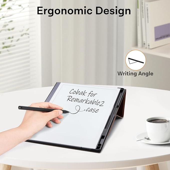 CoBak Case Compatible with Remarkable 2 Paper Tablet Black | Built-in Pen Holder Multi-Angle Foldable Stand Custom Fit for 2020 Released reMarkable 2