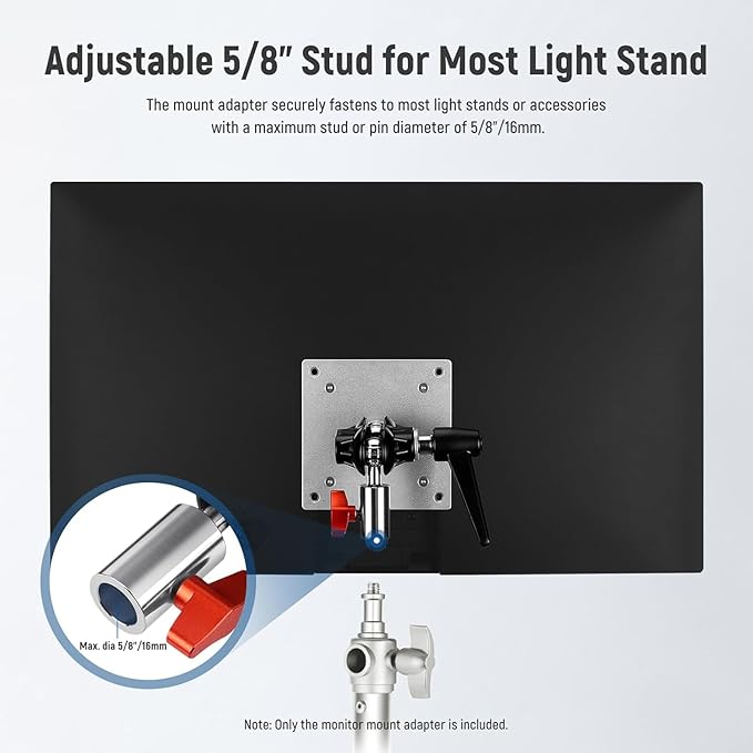 NEEWER Monitor Mount Adapter with VESA Mount, Aluminum Alloy Light Stand Adapter Dual 360° Ball Joint M4 Screw & 5/8" Receiver for Impact Screen Outdoor TV Stand, Max Load 14lb/6.3kg, MA001