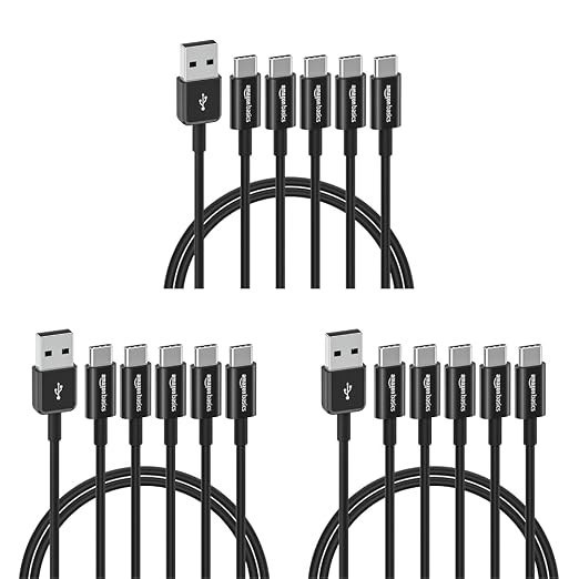 Amazon Basics USB-C to USB-A 2.0 Male Cable - 3 feet (0.9 meters) - Black 24 Pack of 5 120 count total Black
