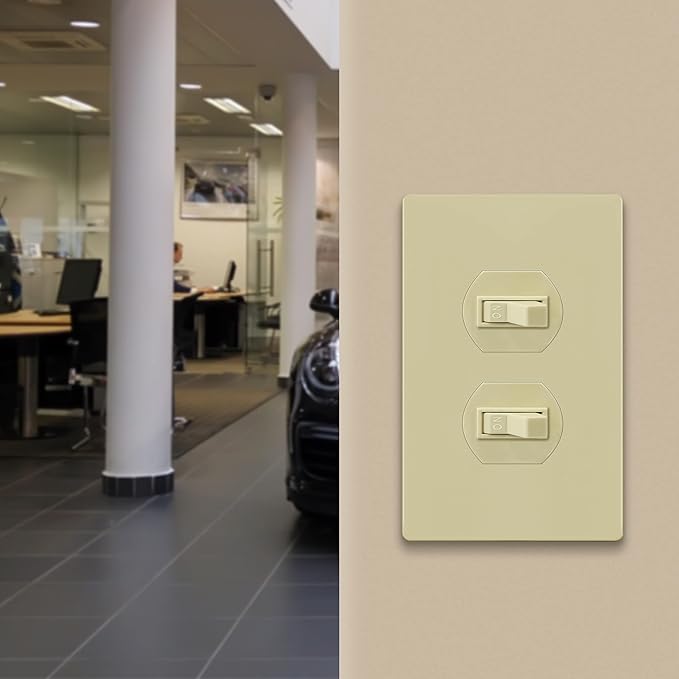 ENERLITES Screwless Duplex Wall Plates, Child Safe Receptacle Outlet Covers, Standard Size, 1-Gang 4.68"x 2.93", Unbreakable Polycarbonate Thermoplastic, UL Listed, SI8821-I-5PCS, Glossy, Ivory