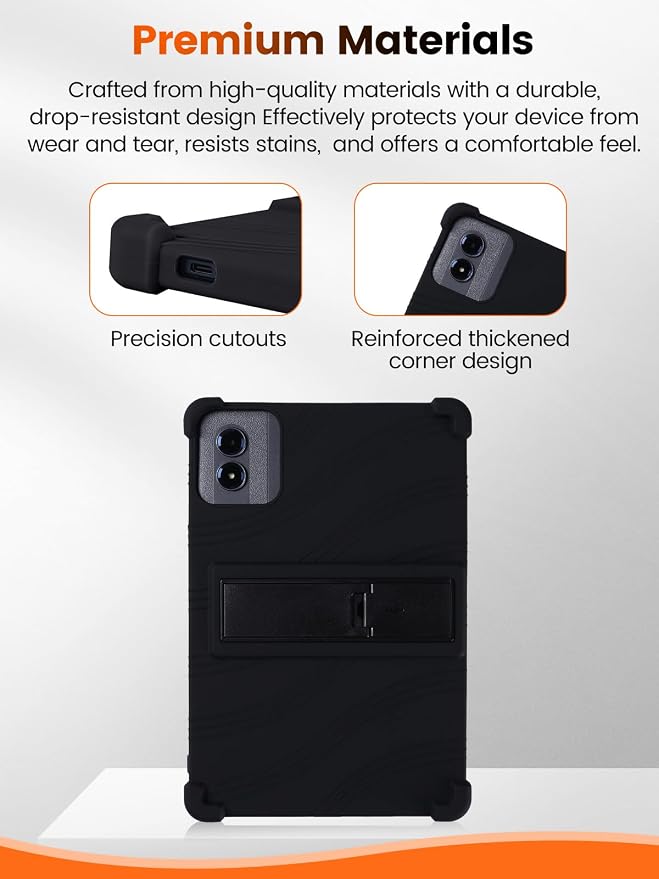Case Compatible with TABWEE T50 11 inch Tablet – Shockproof Silicone Protective Case with Kickstand Anti-Slip Drop-Resistant Business Style (Black)