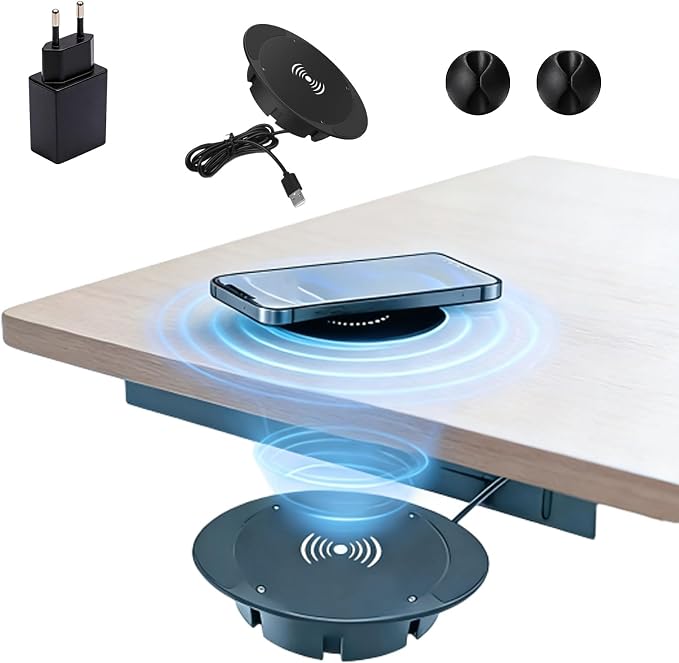 Invisible Wireless Charger Under Desk 0-30mm Invisible Phone Charger 10W Hidden Wireless Charger Magnetic Charger for Desk Table Nightstand Office Home