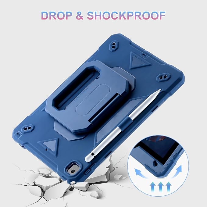 for iPad (A16) 11th Generation Case 11 Inch 2025/ iPad 10th Generation Case 10.9 Inch 2022 with 360 Rotating Grip Magic StandPencil Slot/Key Chain/Carrying Shoulder Strap Cover for iPad 10th Gen