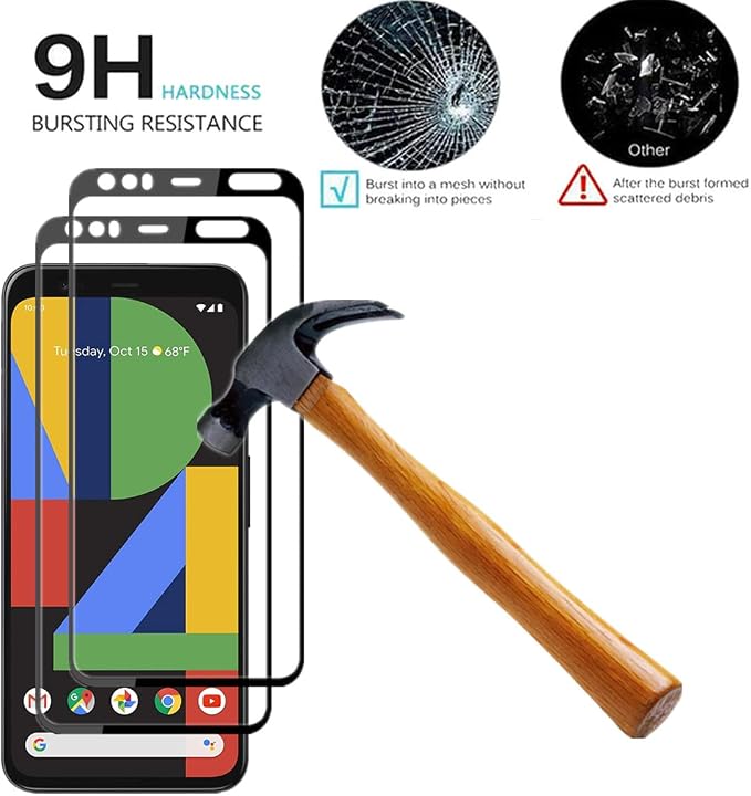 for Pixel 4 Black Silk Screen Protector [2PACK] Full Coverage Anti-scratch Case Friendly Screen Tempered Glass Protective Film for Google Pixel 4 G020I G020M G020N (5.7-INCH)