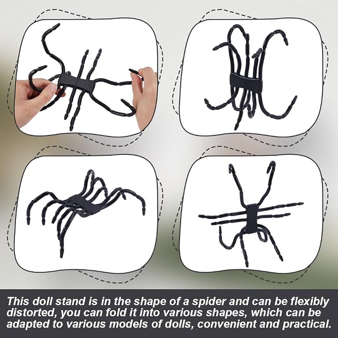 AHANDMAKER 2Pieces Flexible Spider Shape Phone Holder Multi Function Portable Spider Phone Holder Stand for Google Smartphone Doll Bracket Cars Desks-Stylish Random Design Black